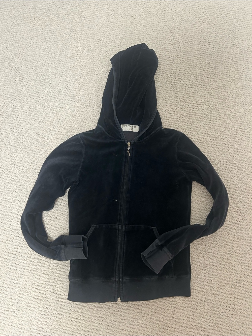 OG Juicy Couture Black Velour Hoodie with Signature Hardware